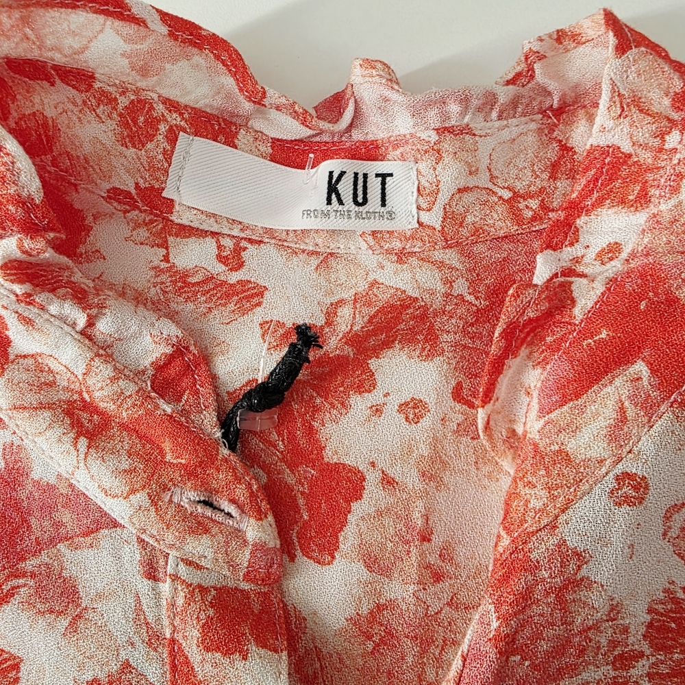 KUT FROM THE‎ KLOTH  SLEEVELESS RUFFLE BUTTON UP TOP Size M - Picture 10 of 13
